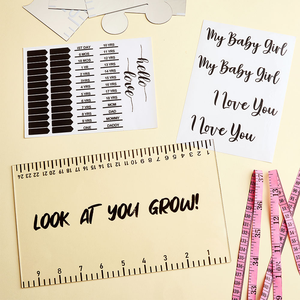 Acrylic Mirror Growth Chart Wall Sticker in Inches & cm With Custom Words Kids Personalized Your Height Measurement Mirror in Inches & cm, Decal for Family Baby Room, Nursery, Kindergarten