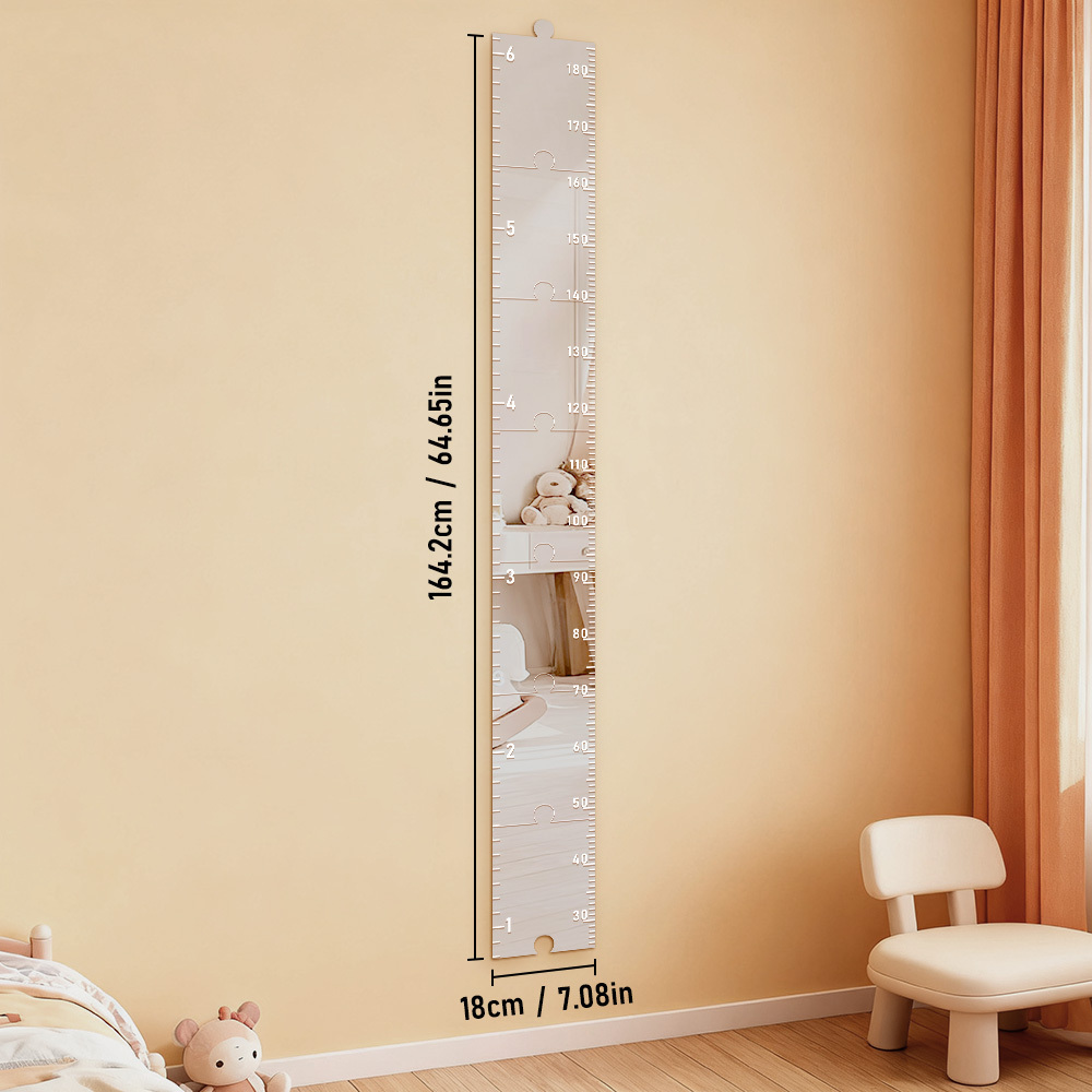 Acrylic Mirror Growth Chart Wall Sticker in Inches & cm With Custom Words Kids Personalized Your Height Measurement Mirror in Inches & cm, Decal for Family Baby Room, Nursery, Kindergarten