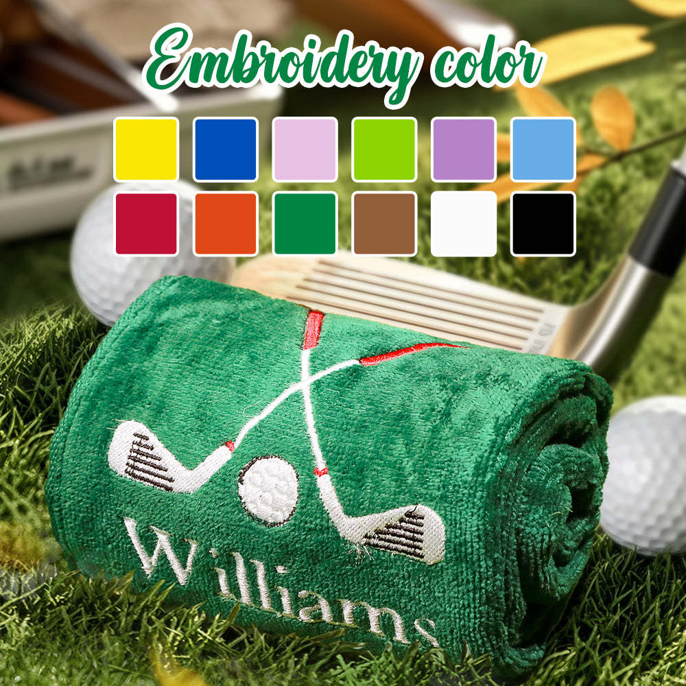Personalized Embroidered Name Golf Towel with Clip Golf Accessories Gift for Men Women Golf Lovers - mysiliconefoodbag