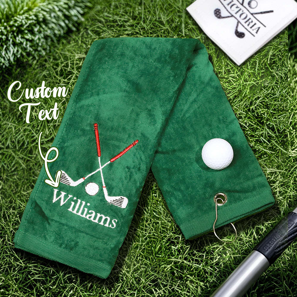 Personalized Embroidered Name Golf Towel with Clip Golf Accessories Gift for Men Women Golf Lovers - mysiliconefoodbag