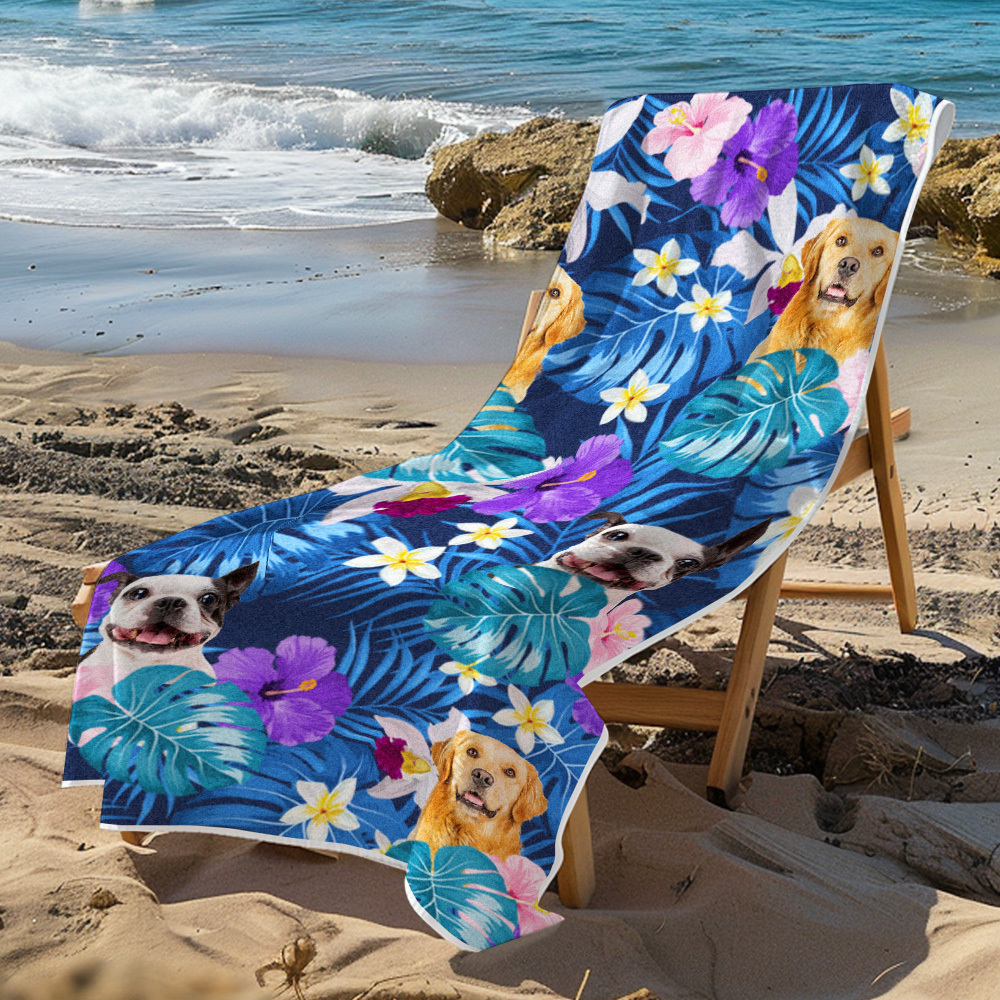 Custom Cat Photo Tropical Style Beach Towel