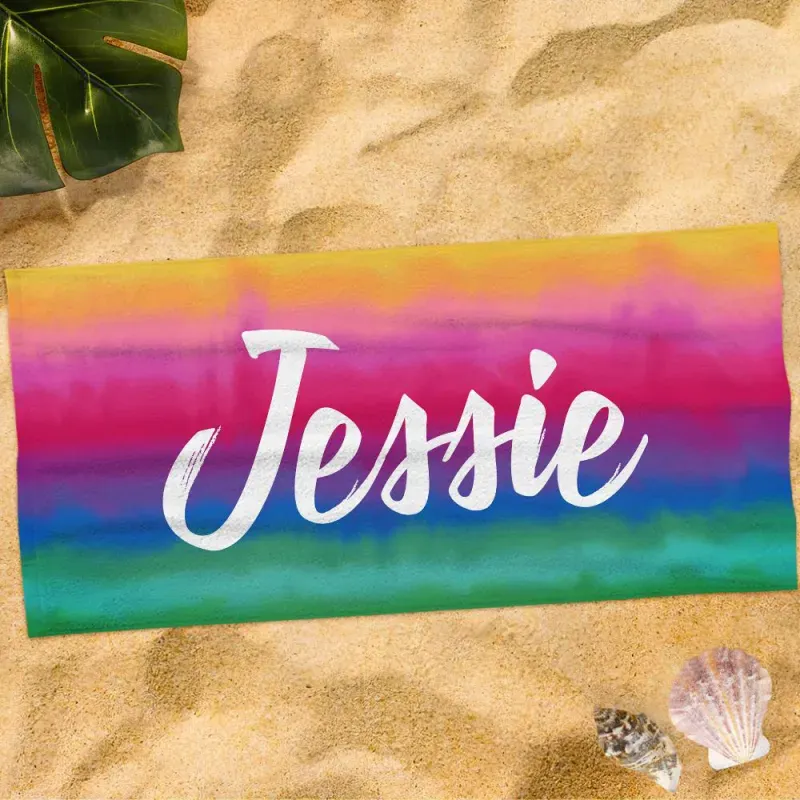 Personalised Towel Engraved with Name Colorful