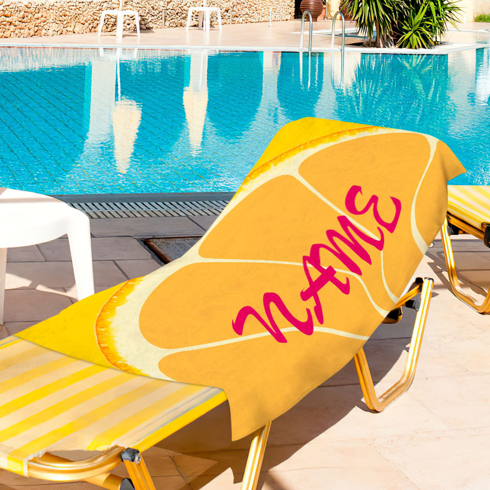 Personalized Bath Towel Custom Name Lemon Beach Towel Gift for Family - MyFaceTshirt