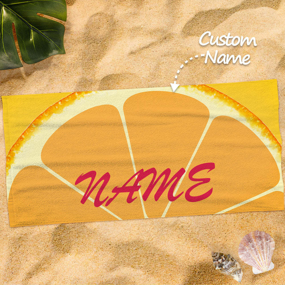 Personalized Bath Towel Custom Name Lemon Beach Towel Gift for Family - MyFaceTshirt