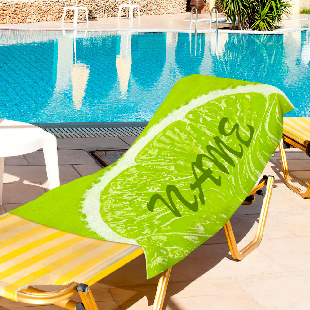 Personalized Bath Towel Custom Name Lemon Beach Towel Gift for Family - MyFaceTshirt