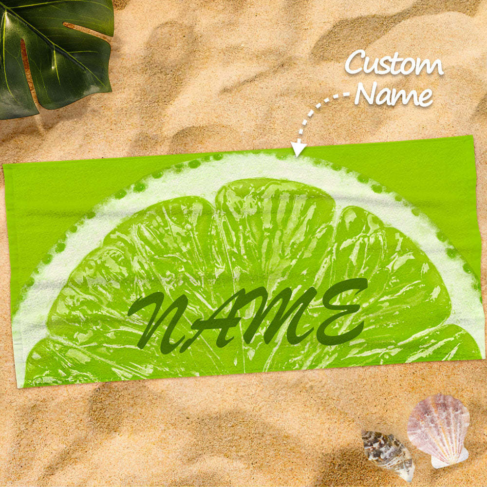 Personalized Bath Towel Custom Name Lemon Beach Towel Gift for Family - MyFaceTshirt
