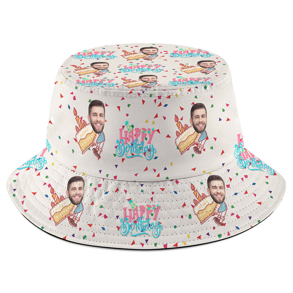 Personalized Face Bucket Hat Fisherman Hat Summer Wide Brim Hat Birthday Gift for Family Friends - makephotopuzzleuk