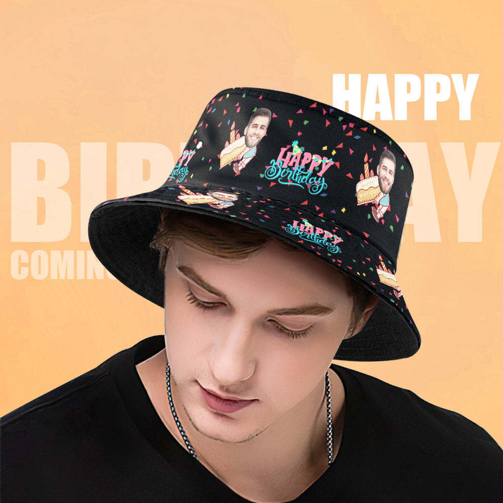 Personalized Face Bucket Hat Fisherman Hat Summer Wide Brim Hat Birthday Gift for Family Friends - makephotopuzzleuk