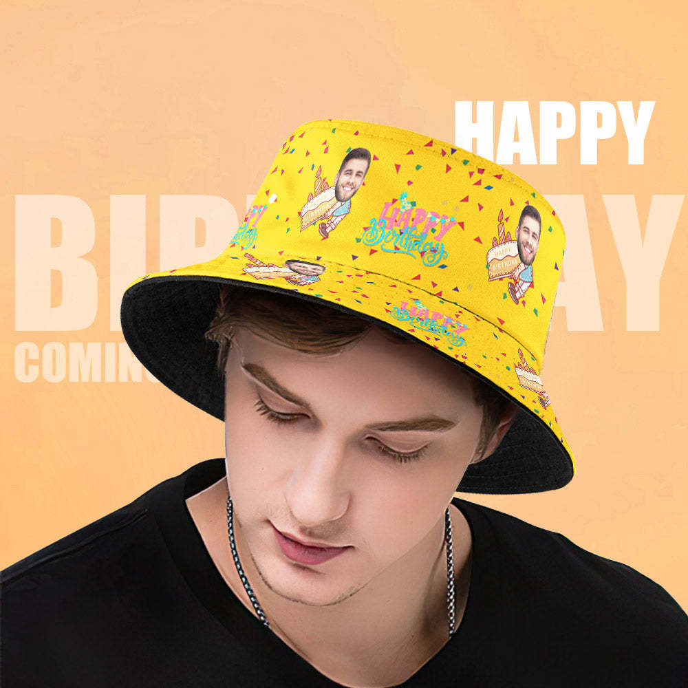 Personalized Face Bucket Hat Fisherman Hat Summer Wide Brim Hat Birthday Gift for Family Friends - makephotopuzzleuk