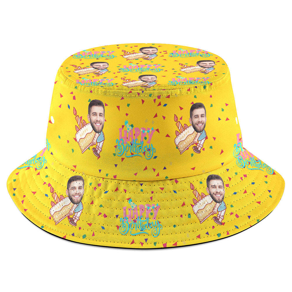 Personalized Face Bucket Hat Fisherman Hat Summer Wide Brim Hat Birthday Gift for Family Friends - makephotopuzzleuk