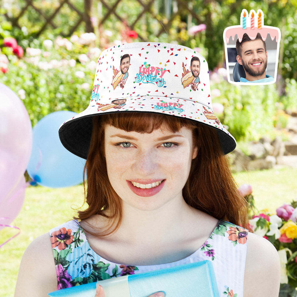 Personalized Face Bucket Hat Fisherman Hat Summer Wide Brim Hat Birthday Gift for Family Friends - makephotopuzzleuk