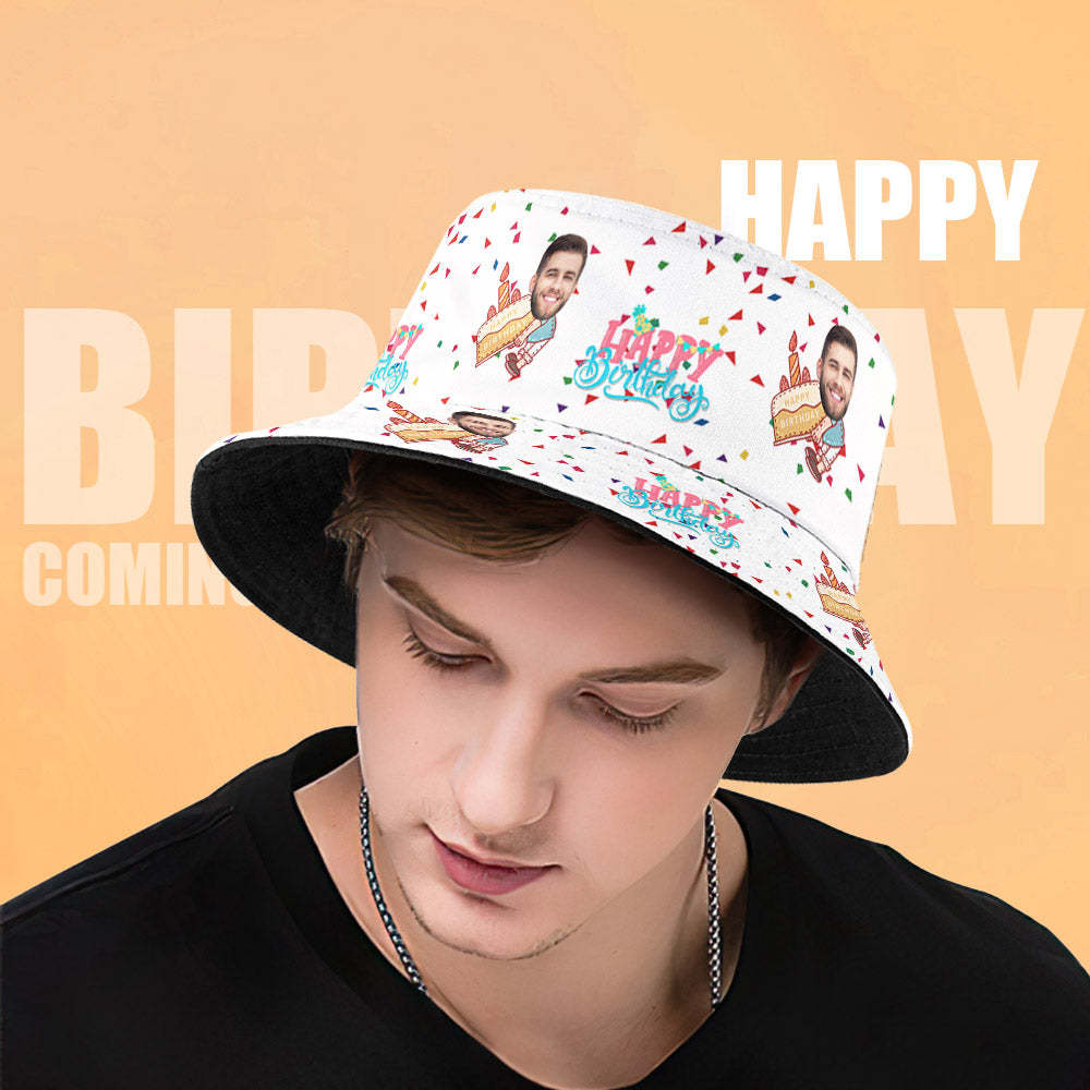 Personalized Face Bucket Hat Fisherman Hat Summer Wide Brim Hat Birthday Gift for Family Friends - makephotopuzzleuk