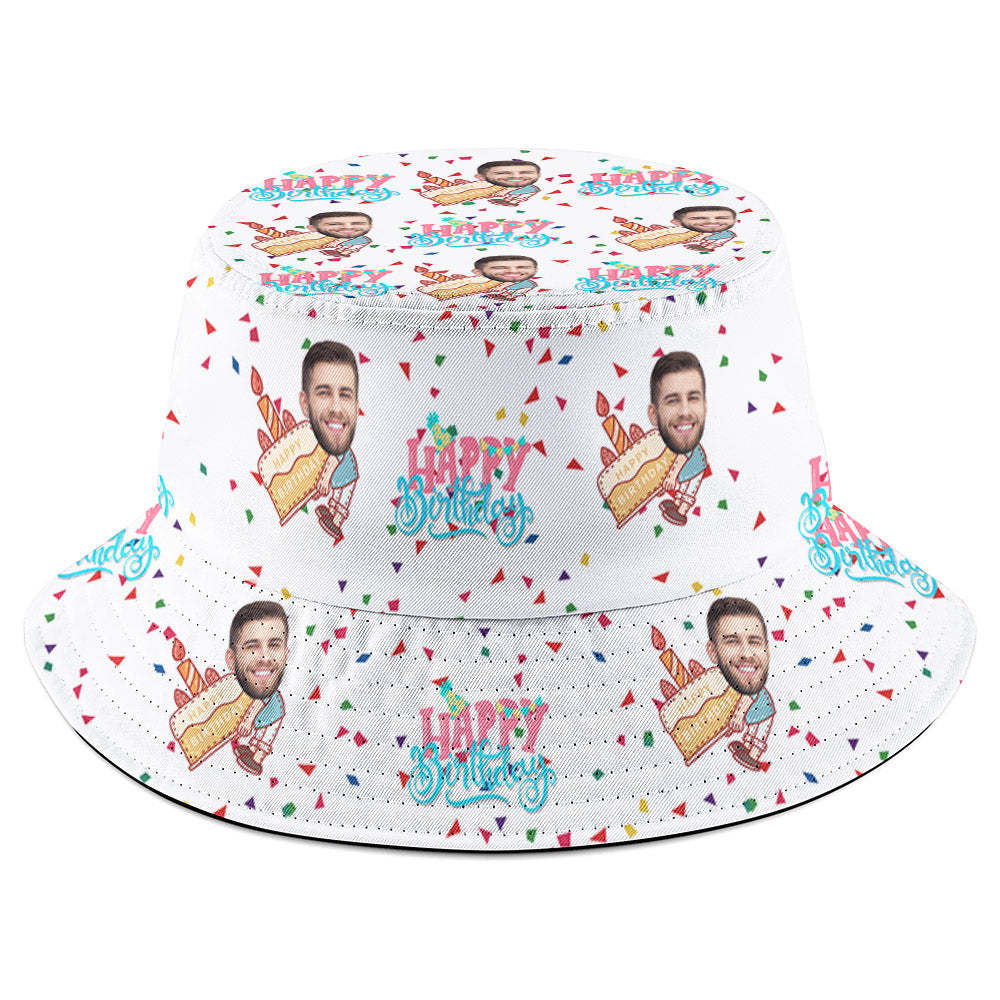 Personalized Face Bucket Hat Fisherman Hat Summer Wide Brim Hat Birthday Gift for Family Friends - makephotopuzzleuk