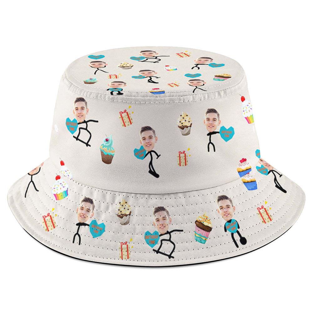 Custom Bucket Hat Face Unisex Fisherman Hat Summer Hat Birthday Gift for Family Friends - makephotopuzzleuk