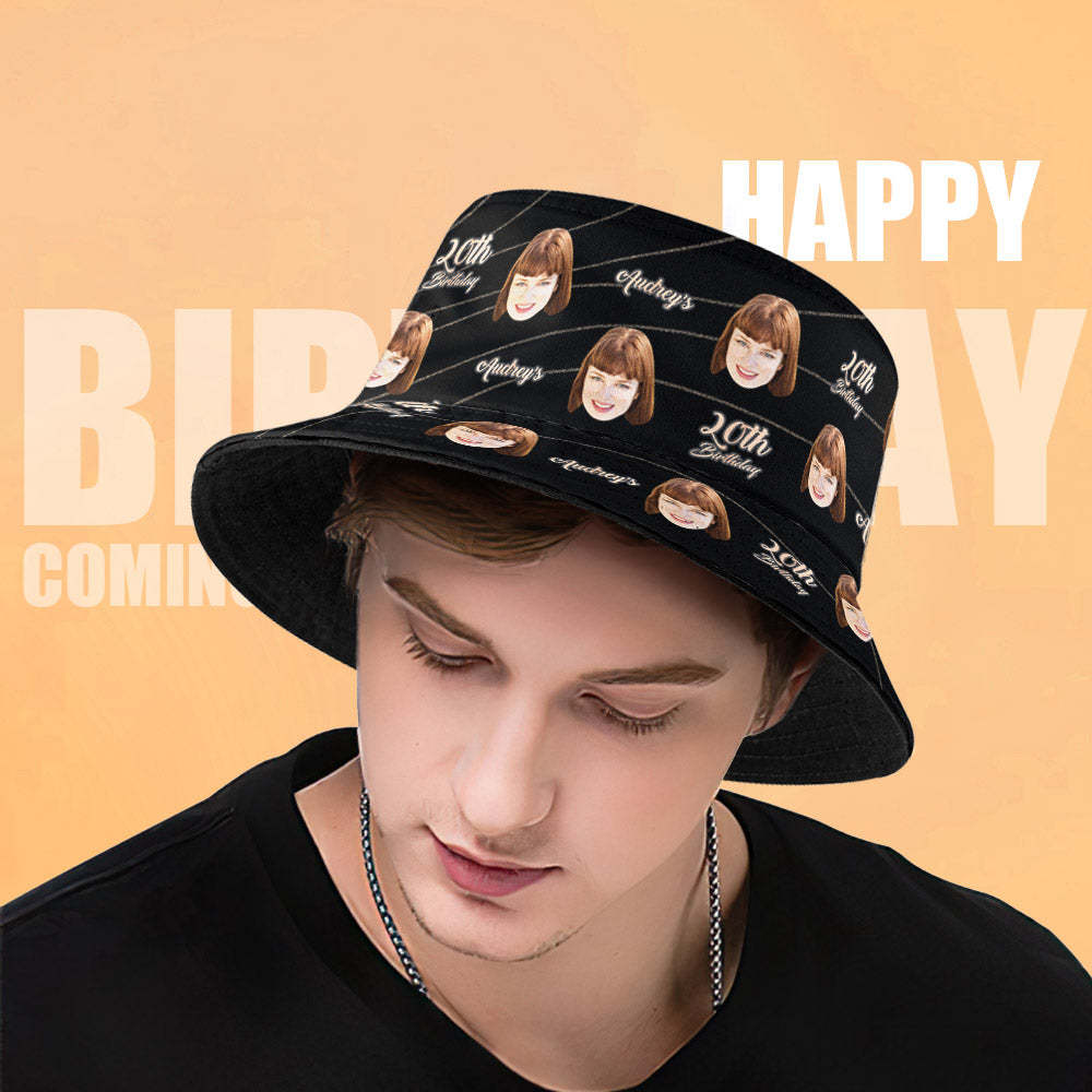 Custom Face Bucket Hat Birthday Gift Unisex Summer Fisherman Hat for Family Friends - makephotopuzzleuk