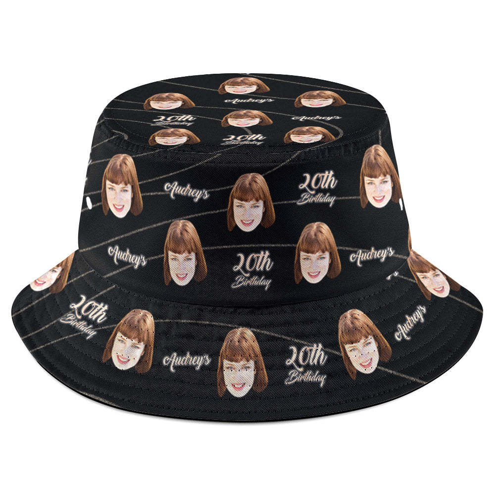 Custom Face Bucket Hat Birthday Gift Unisex Summer Fisherman Hat for Family Friends - makephotopuzzleuk
