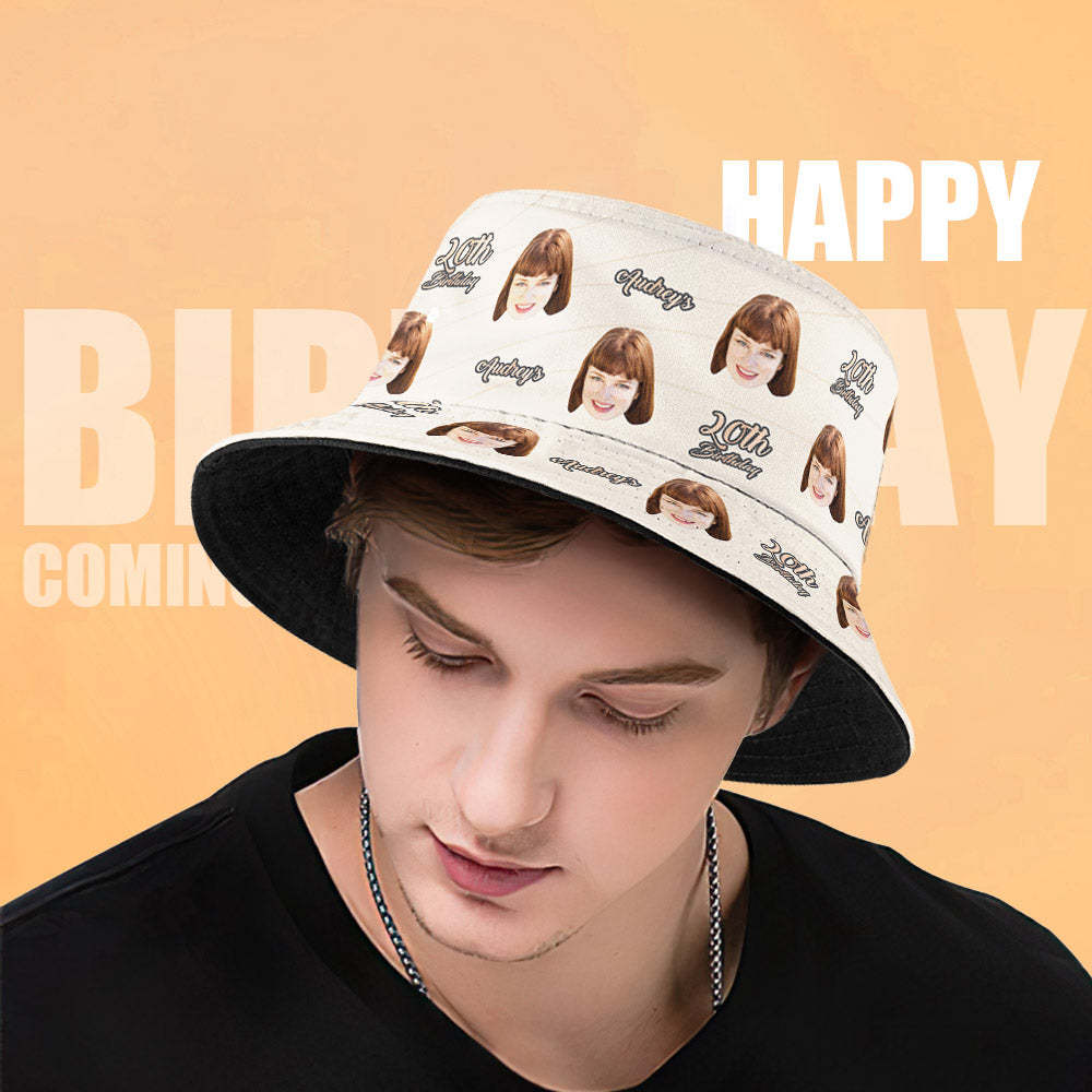 Custom Face Bucket Hat Birthday Gift Unisex Summer Fisherman Hat for Family Friends - makephotopuzzleuk