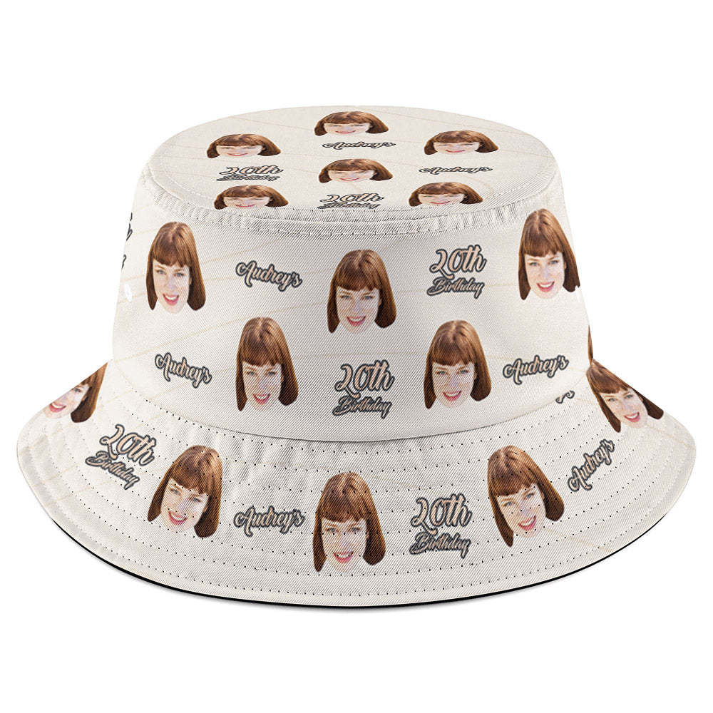 Custom Face Bucket Hat Birthday Gift Unisex Summer Fisherman Hat for Family Friends - makephotopuzzleuk