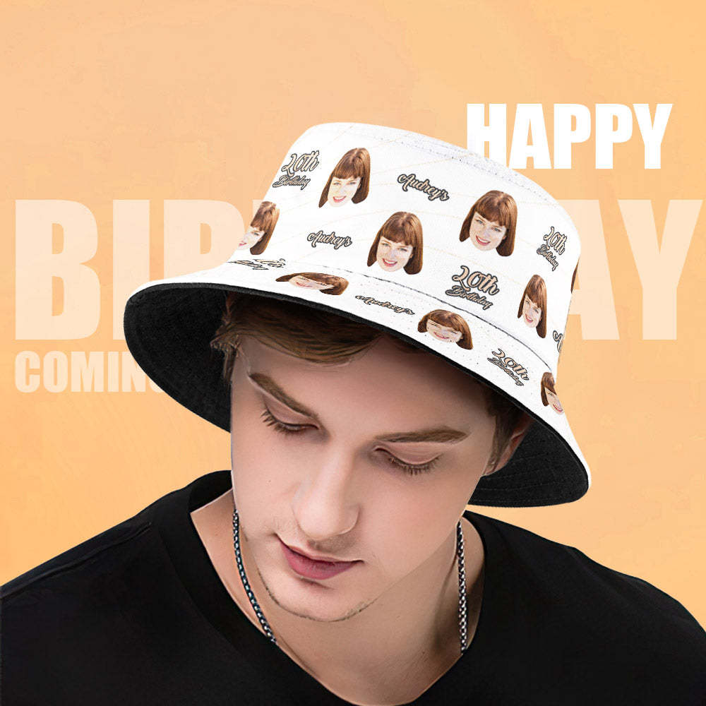 Custom Face Bucket Hat Birthday Gift Unisex Summer Fisherman Hat for Family Friends - makephotopuzzleuk