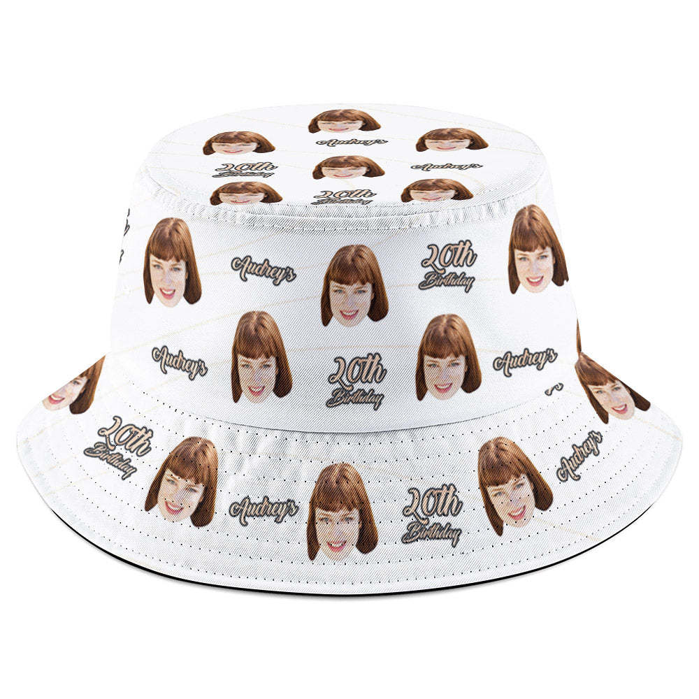 Custom Face Bucket Hat Birthday Gift Unisex Summer Fisherman Hat for Family Friends - makephotopuzzleuk