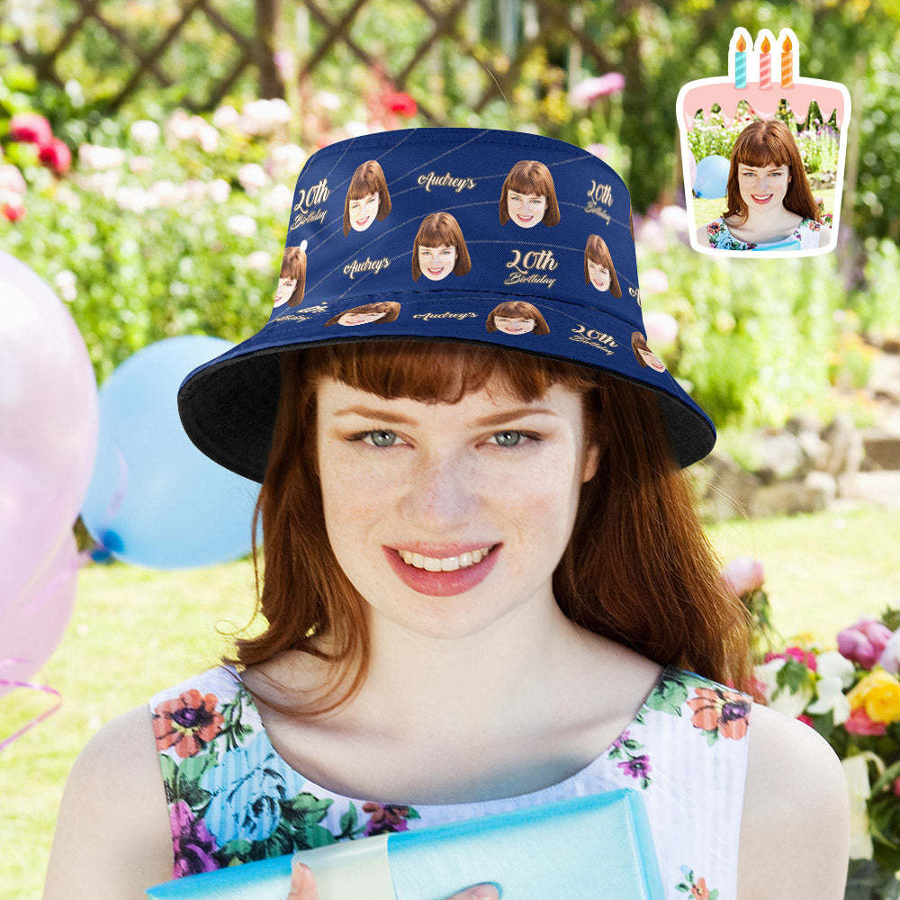 Custom Face Bucket Hat Birthday Gift Unisex Summer Fisherman Hat for Family Friends - makephotopuzzleuk