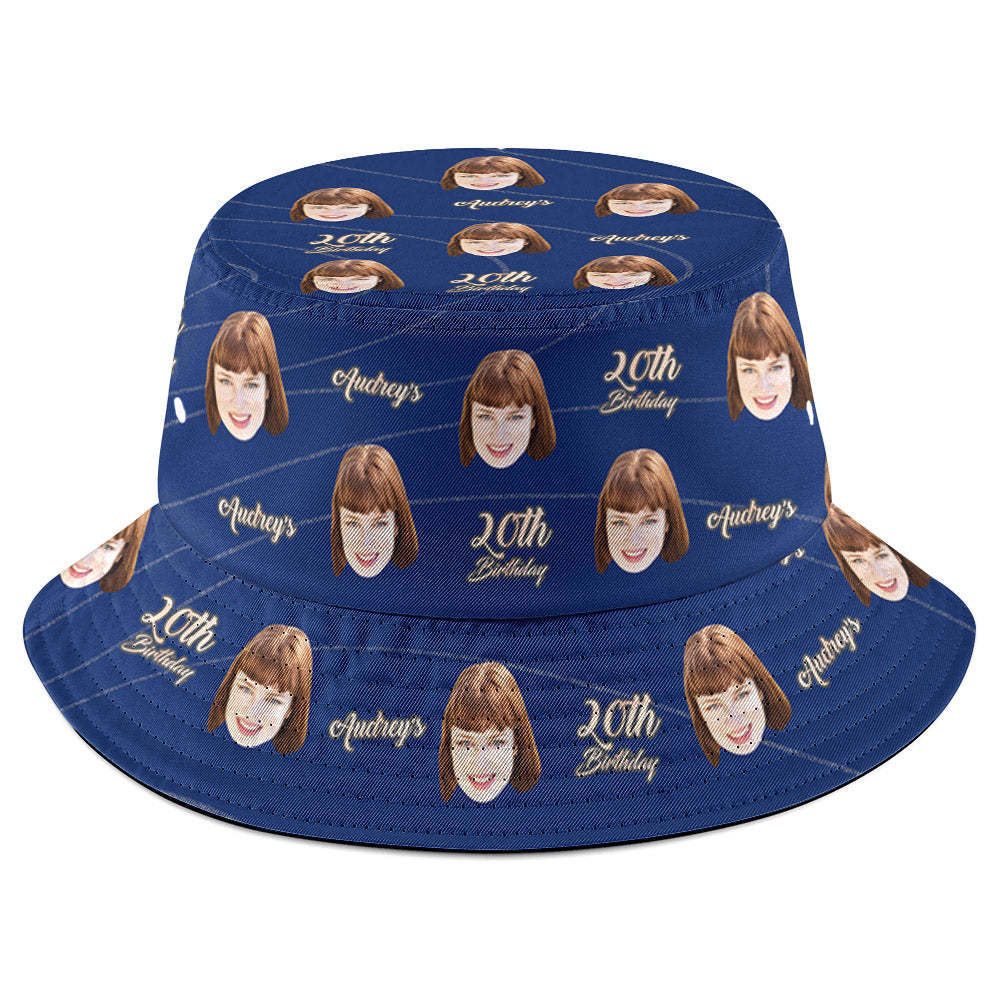 Custom Face Bucket Hat Birthday Gift Unisex Summer Fisherman Hat for Family Friends - makephotopuzzleuk