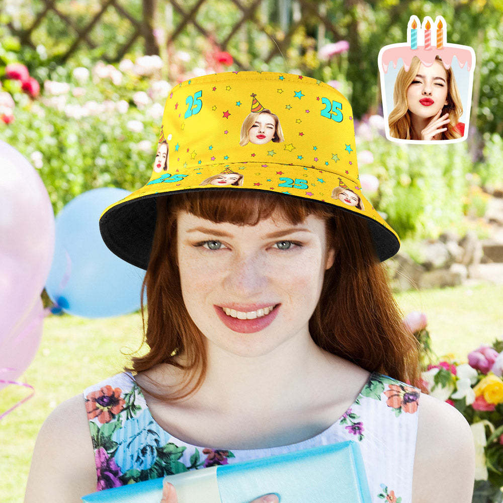 Custom Face Bucket Hat Fisherman Hat Summer Wide Brim Hat for Family Friends Birthday Gift - makephotopuzzleuk