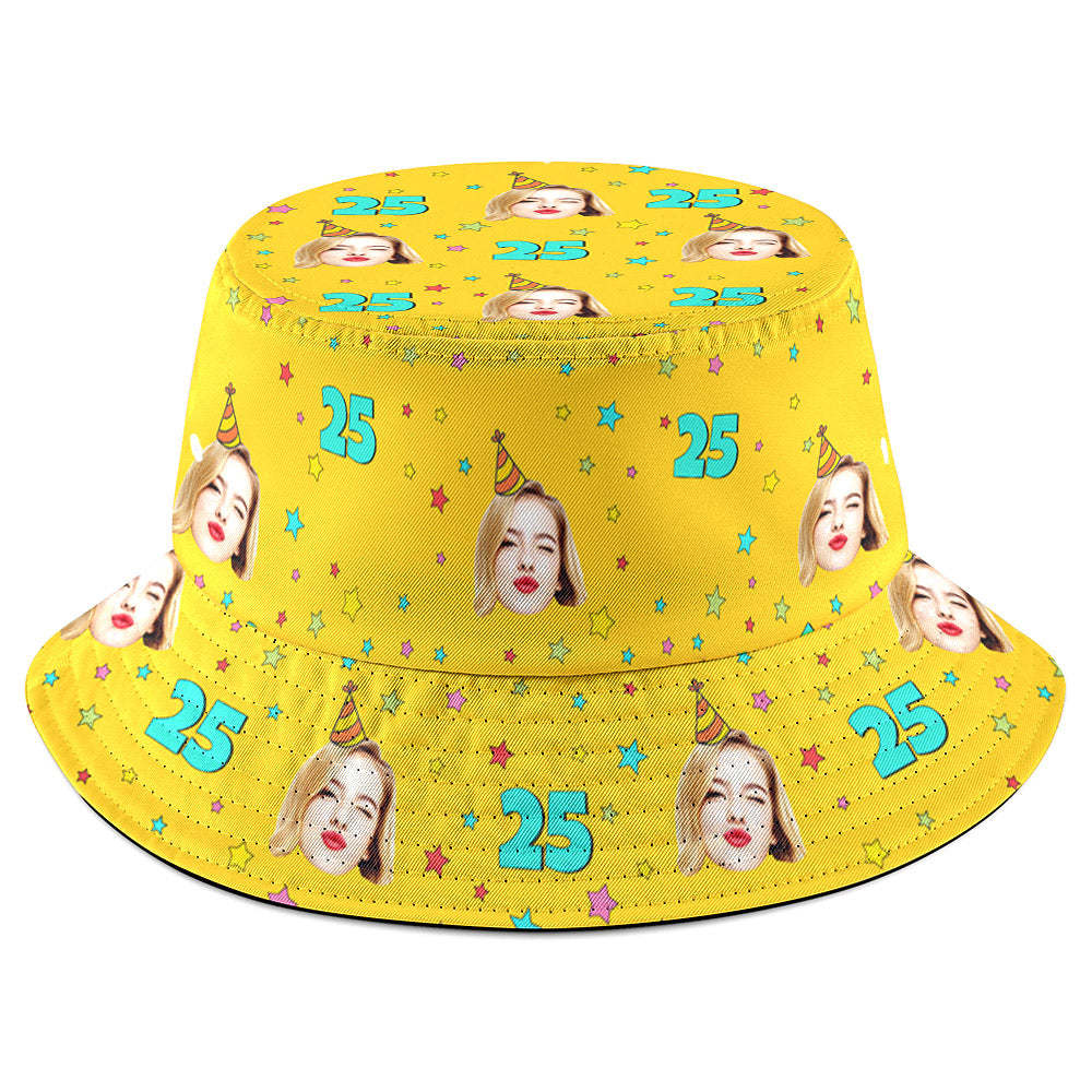 Custom Face Bucket Hat Fisherman Hat Summer Wide Brim Hat for Family Friends Birthday Gift - makephotopuzzleuk