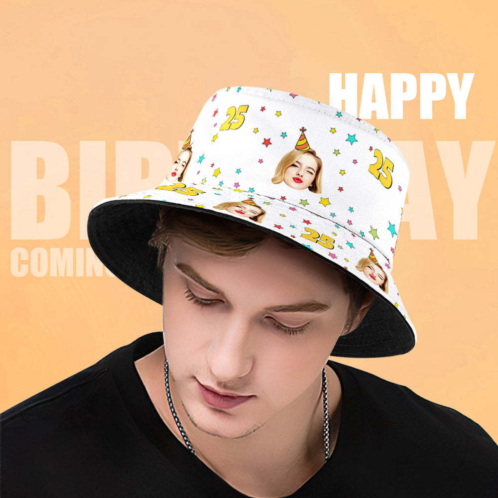 Custom Face Bucket Hat Fisherman Hat Summer Wide Brim Hat for Family Friends Birthday Gift - makephotopuzzleuk