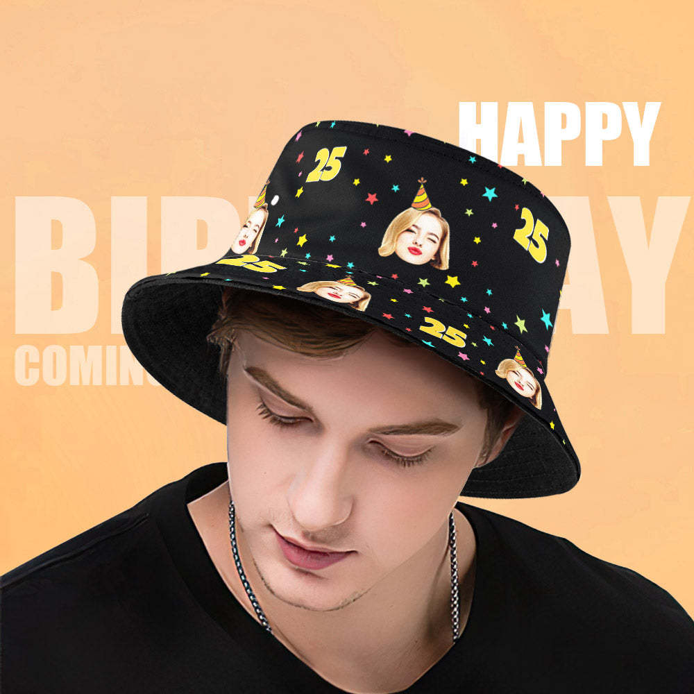 Custom Face Bucket Hat Fisherman Hat Summer Wide Brim Hat for Family Friends Birthday Gift - makephotopuzzleuk
