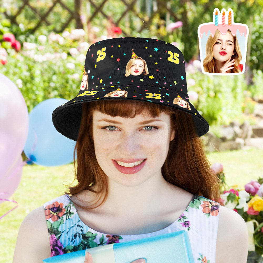 Custom Face Bucket Hat Fisherman Hat Summer Wide Brim Hat for Family Friends Birthday Gift - makephotopuzzleuk