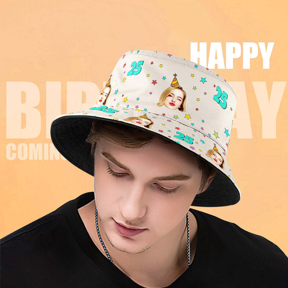 Custom Face Bucket Hat Fisherman Hat Summer Wide Brim Hat for Family Friends Birthday Gift - makephotopuzzleuk