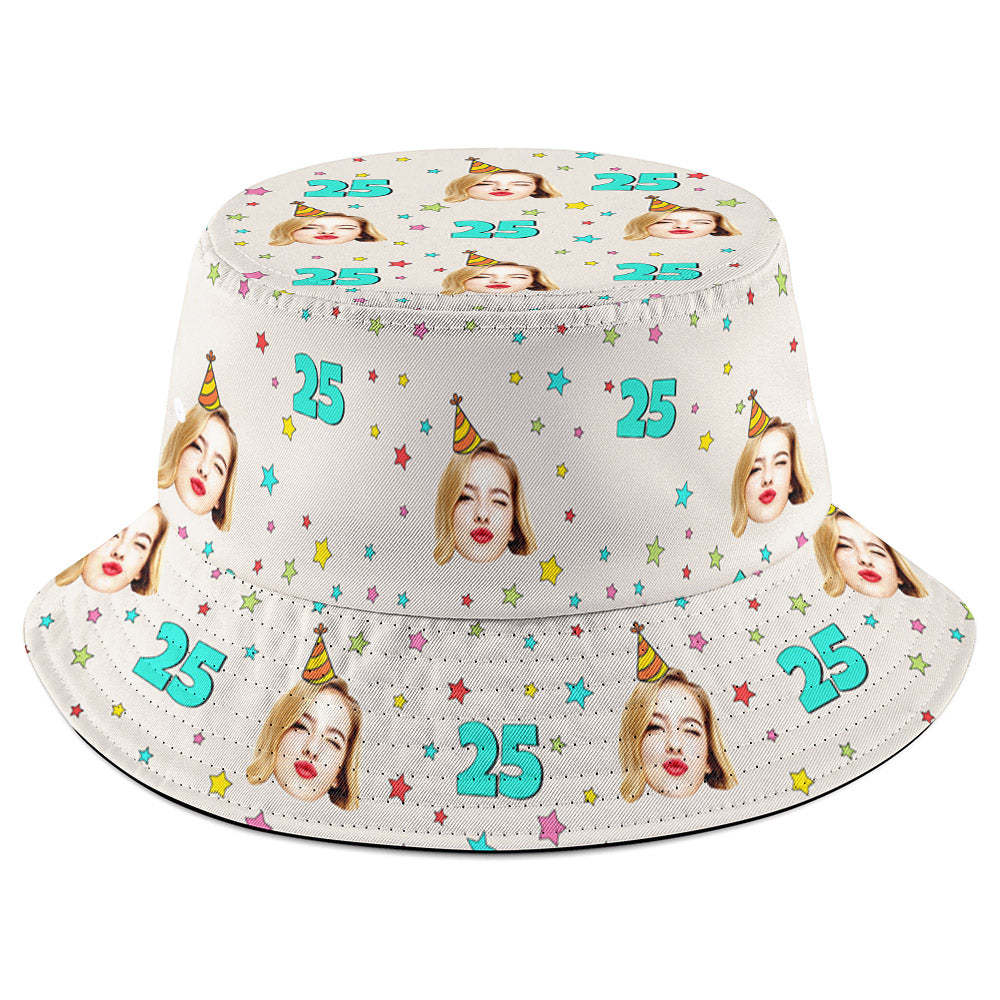Custom Face Bucket Hat Fisherman Hat Summer Wide Brim Hat for Family Friends Birthday Gift - makephotopuzzleuk