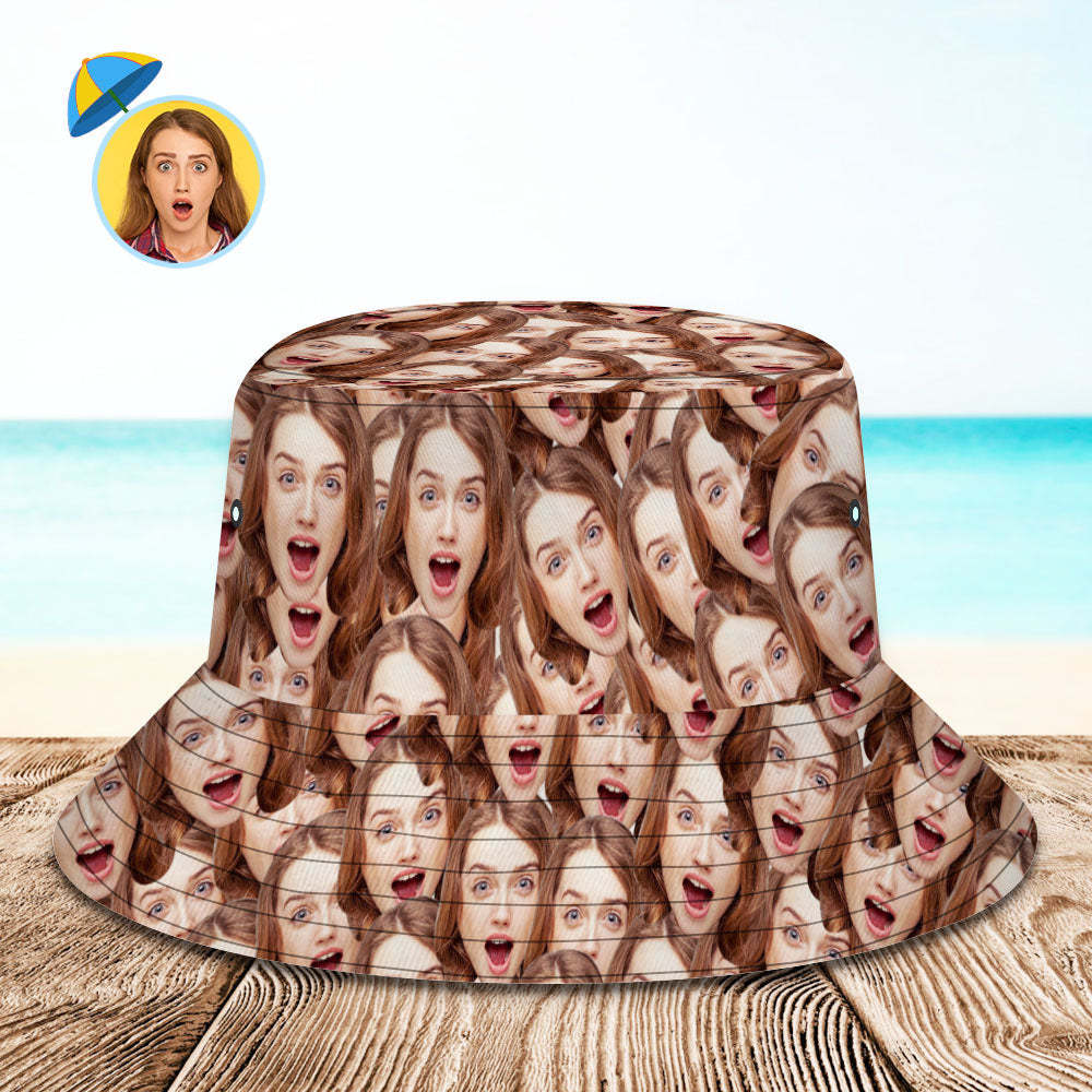 Personalised Bucket Hats Custom Unisex Face Mash Bucket Hat