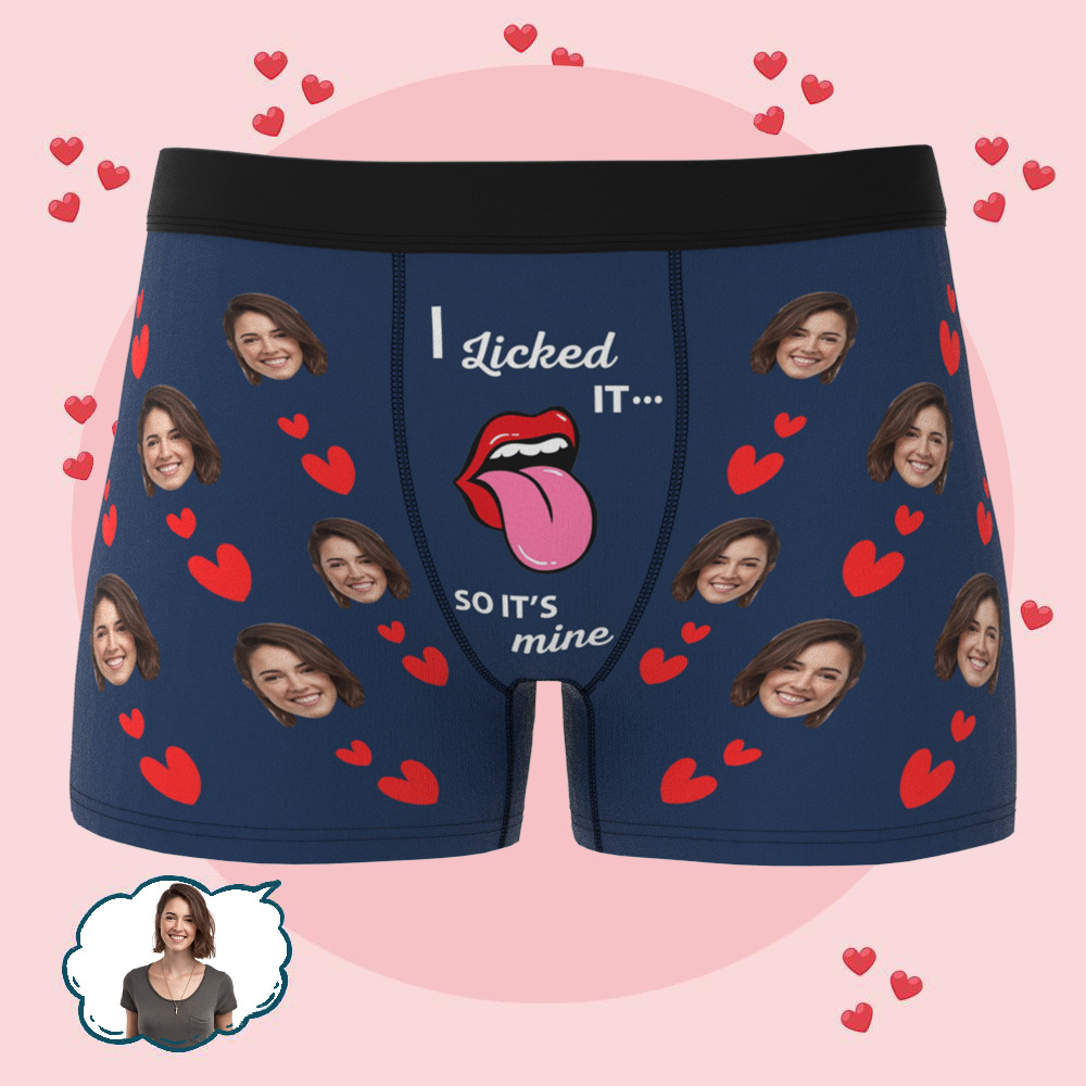 Custom Boxer Briefs with Face Underwear with Photo for Men Personalized I Licked It Boxer Valentines Day Gifts for Boyfriend Husband - mysiliconefoodbag