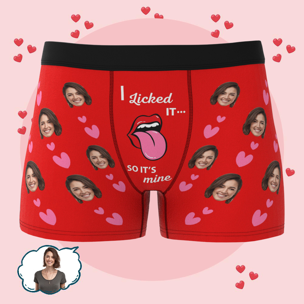 Custom Boxer Briefs with Face Underwear with Photo for Men Personalized I Licked It Boxer Valentines Day Gifts for Boyfriend Husband - mysiliconefoodbag