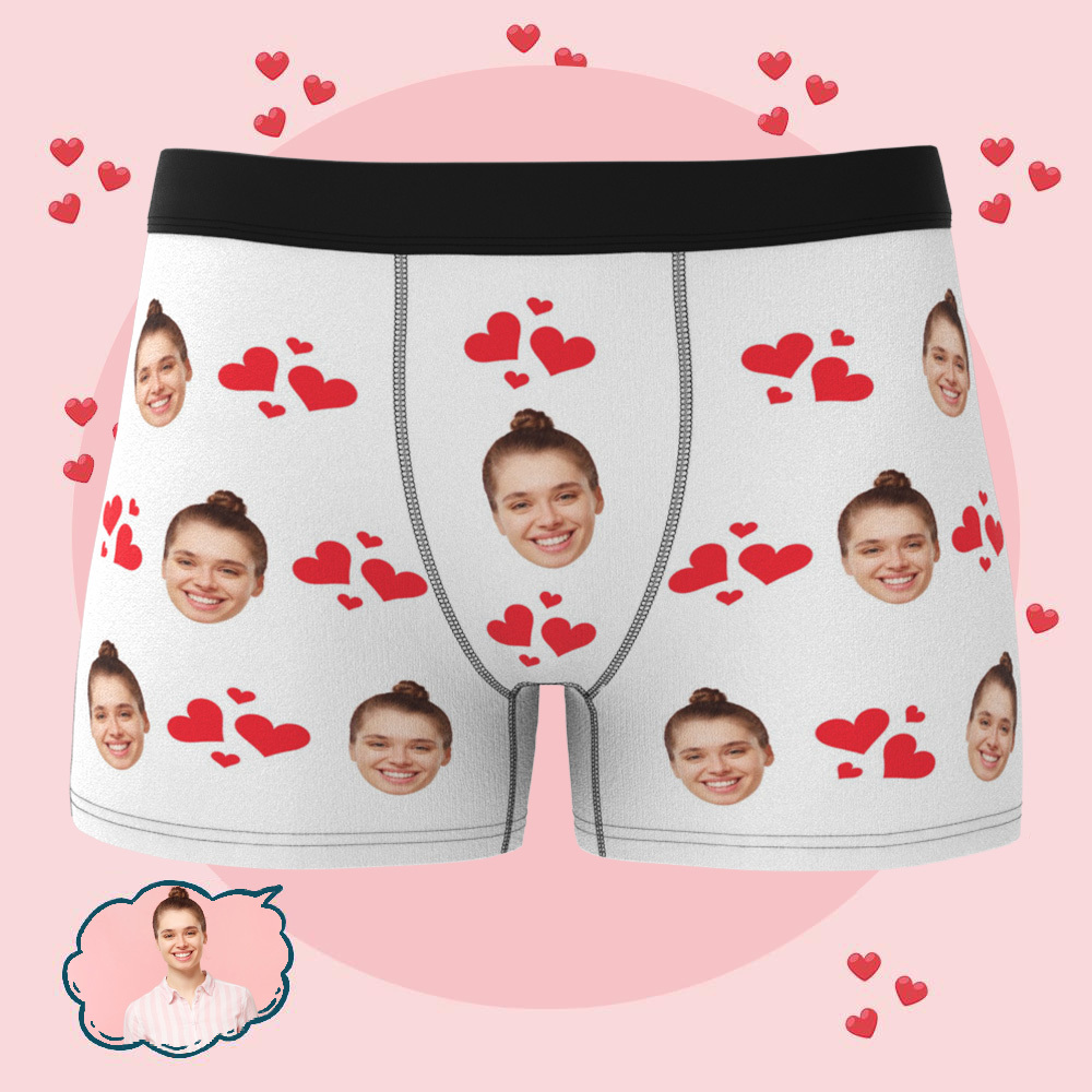 Custom Heart Face Boxers Popular Boxer Shorts Men's Underwear Valentine's Day Gifts - mysiliconefoodbag