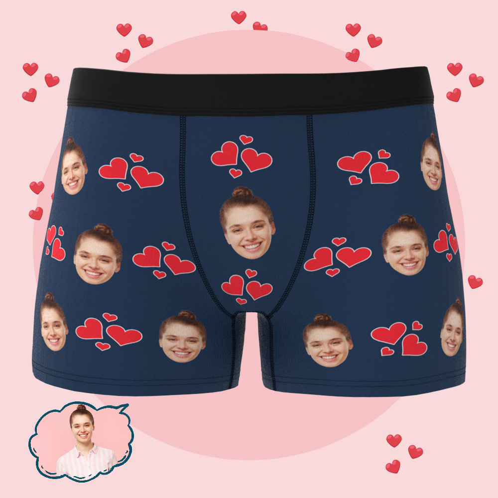 Custom Heart Face Boxers Popular Boxer Shorts Men's Underwear Valentine's Day Gifts - mysiliconefoodbag
