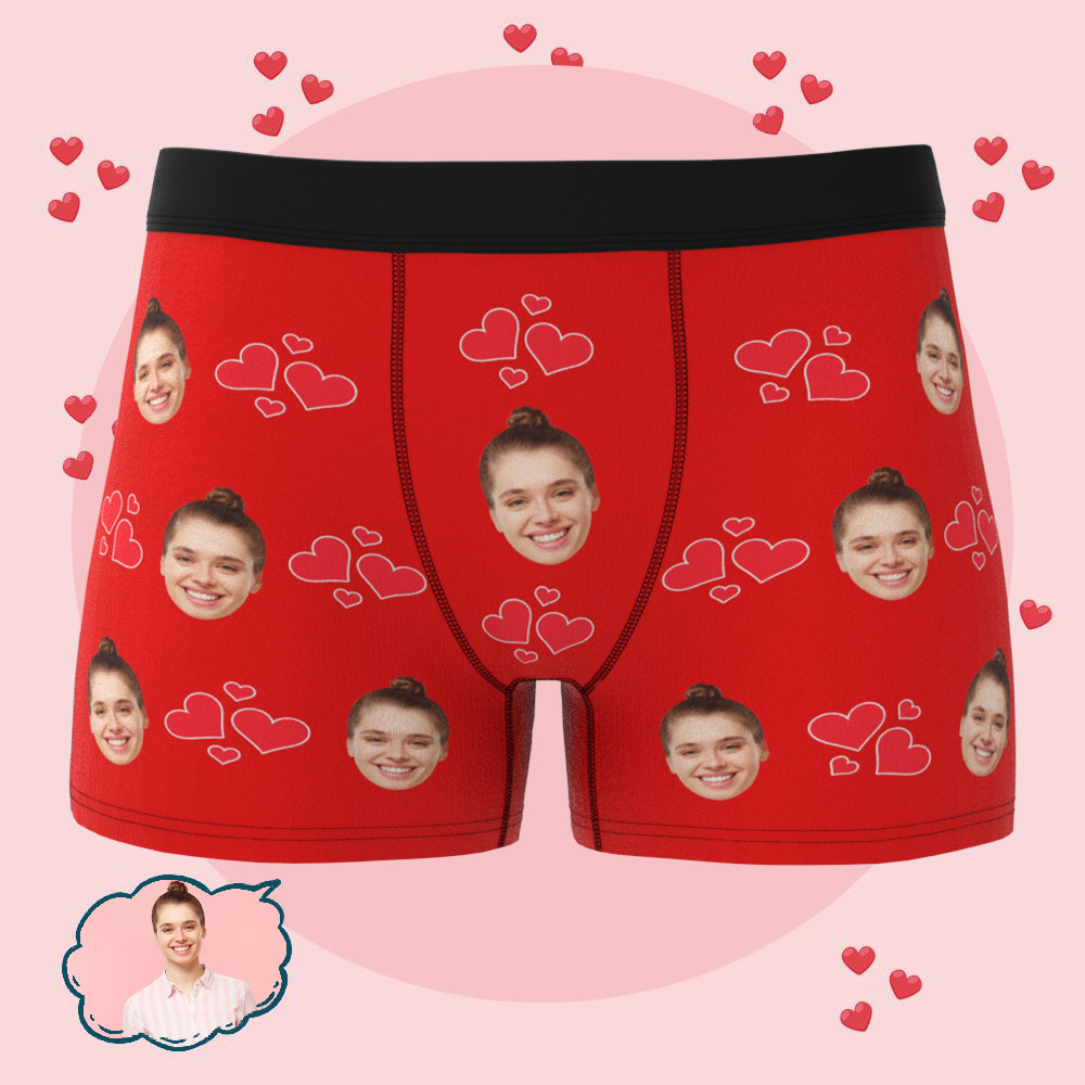 Custom Heart Face Boxers Popular Boxer Shorts Men's Underwear Valentine's Day Gifts - mysiliconefoodbag