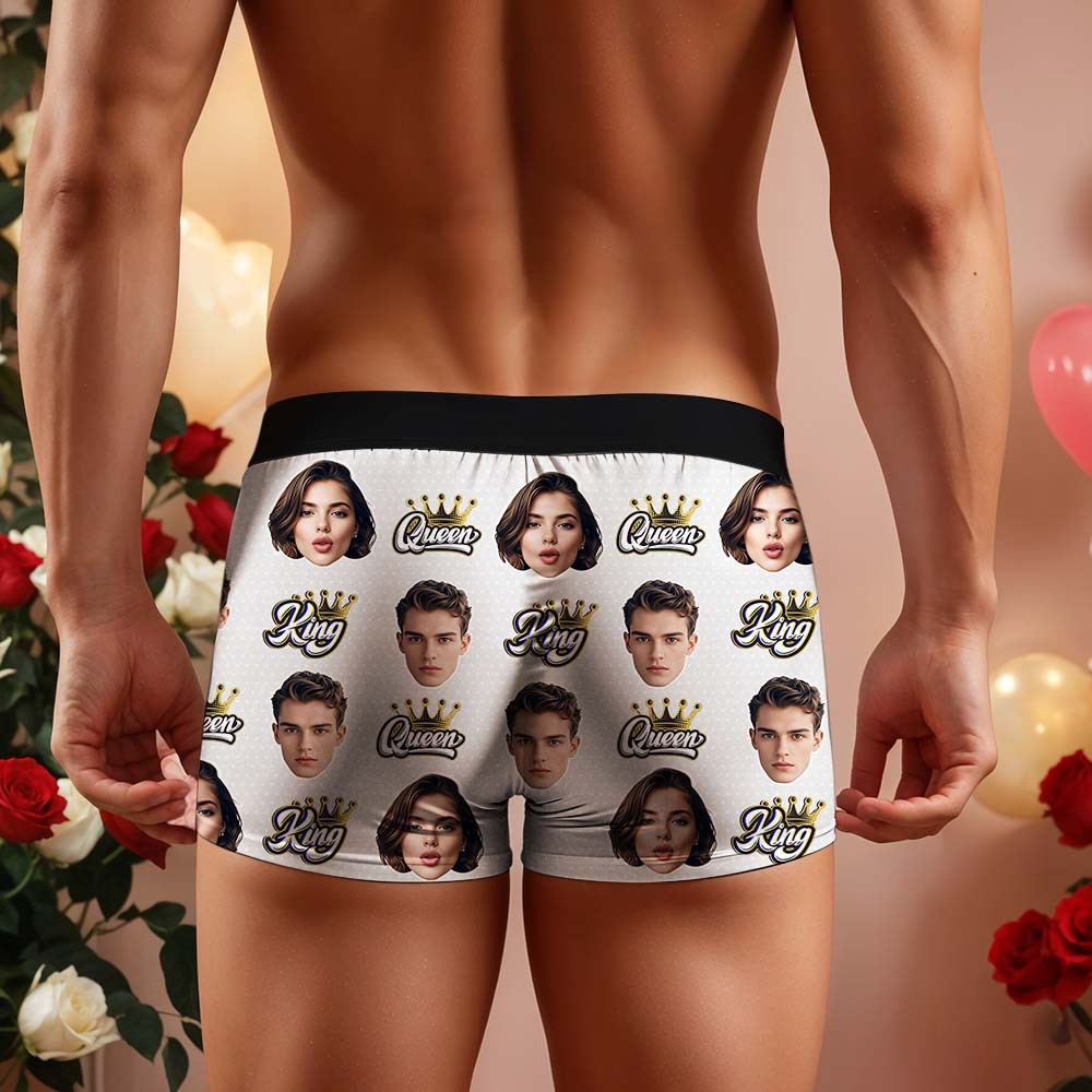 Custom King & Queen Boxers Boxers Face Boxers Popular Boxer Shorts Men's Underwear Valentine's Day Gifts - mysiliconefoodbag