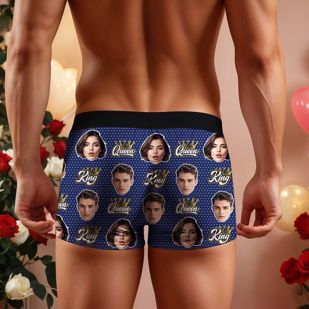 Custom King & Queen Boxers Boxers Face Boxers Popular Boxer Shorts Men's Underwear Valentine's Day Gifts - mysiliconefoodbag