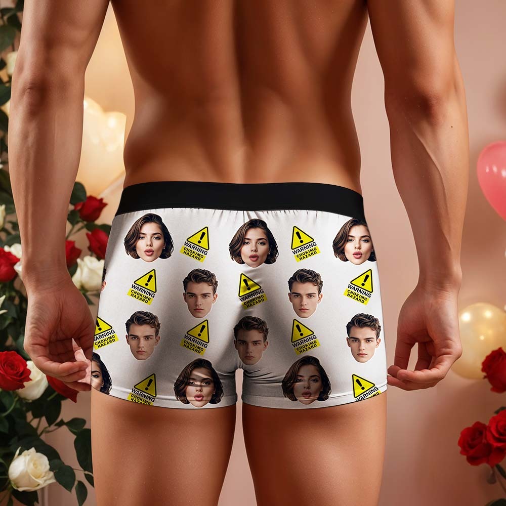 Custom Choking Hazard Boxers Face Boxers Popular Boxer Shorts Men's Underwear Valentine's Day Gifts - mysiliconefoodbag