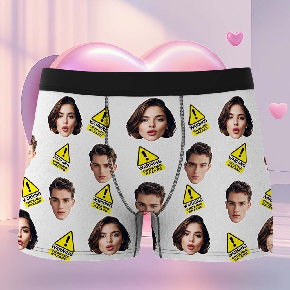 Custom Choking Hazard Boxers Face Boxers Popular Boxer Shorts Men's Underwear Valentine's Day Gifts - mysiliconefoodbag
