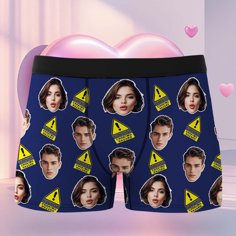 Custom Choking Hazard Boxers Face Boxers Popular Boxer Shorts Men's Underwear Valentine's Day Gifts - mysiliconefoodbag