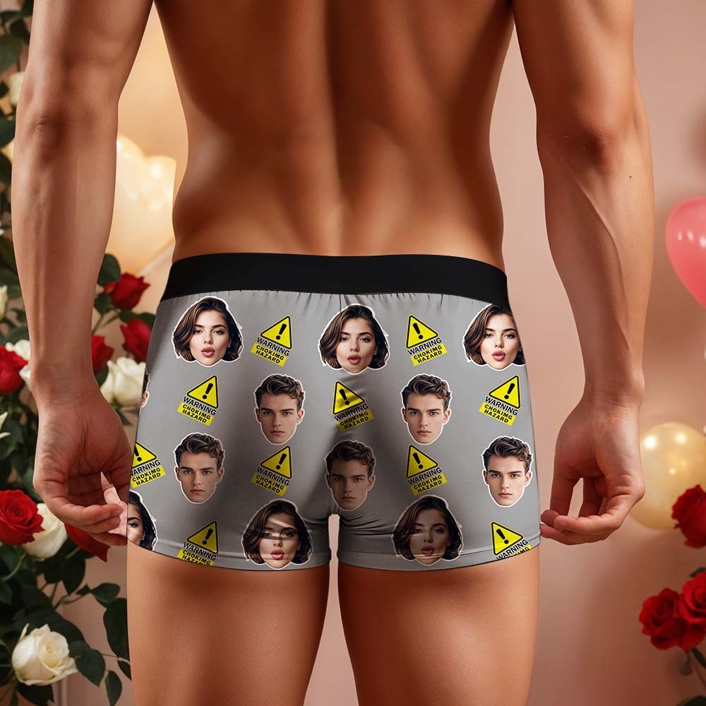 Custom Choking Hazard Boxers Face Boxers Popular Boxer Shorts Men's Underwear Valentine's Day Gifts - mysiliconefoodbag
