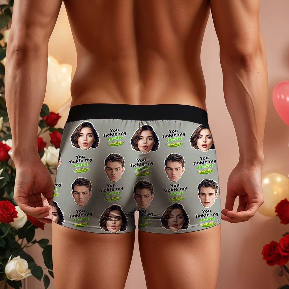 Custom Boxers Face Boxers Personalized You Tickle My Pickle Boxers Shorts Men's Underwear Valentine's Day Gifts - mysiliconefoodbag