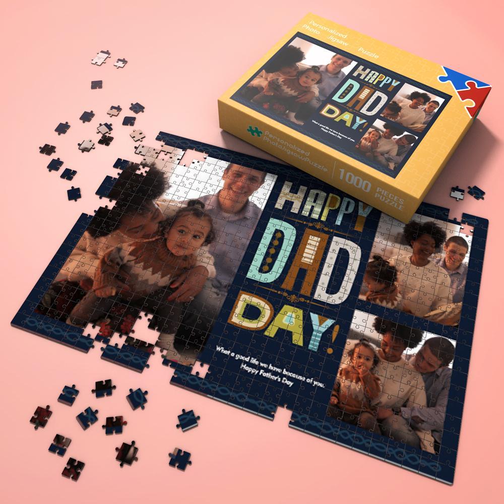 Custom Photo Jigsaw Puzzle Happy Dad Day Best Indoor Gifts 300-1000 pieces - mysiliconefoodbag