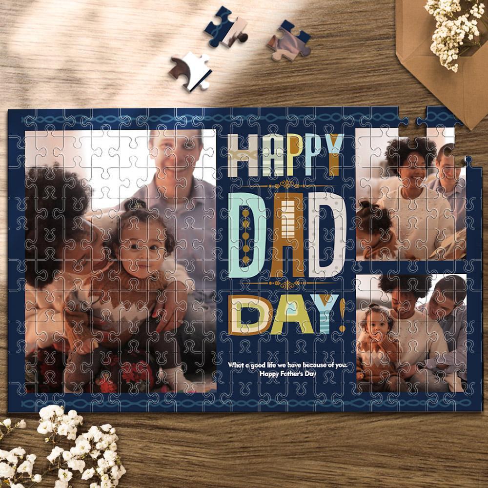 Custom Photo Jigsaw Puzzle Happy Dad Day Best Indoor Gifts 300-1000 pieces - mysiliconefoodbag