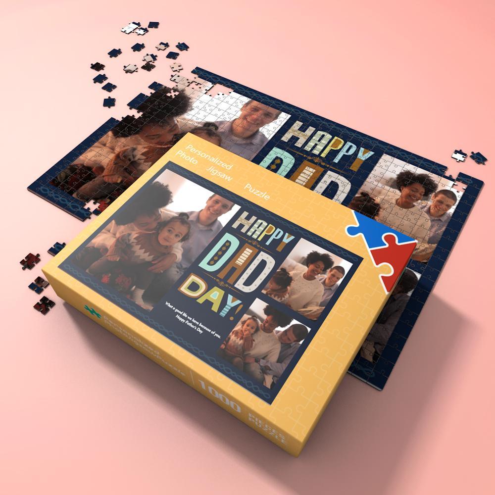 Custom Photo Jigsaw Puzzle Happy Dad Day Best Indoor Gifts 300-1000 pieces - mysiliconefoodbag