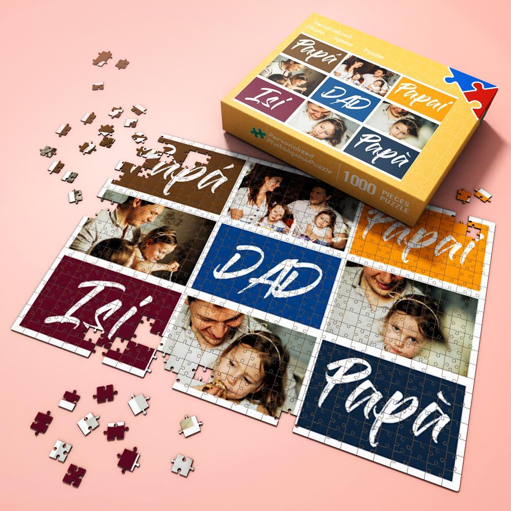 Custom Photo Jigsaw Puzzle Unique Father's Day Gift from Kids Best Indoor Gifts 35 -1000 Pieces Family Portrait - mysiliconefoodbag